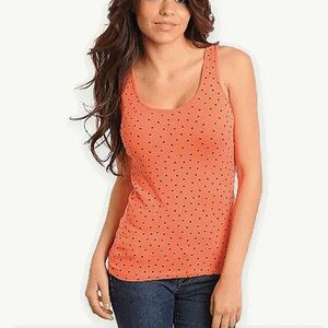 🖤 2/$20 Margret by Be Cool Orange Polka Dot Top